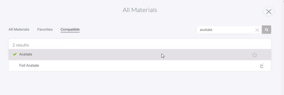Cut from acetate in Design Space