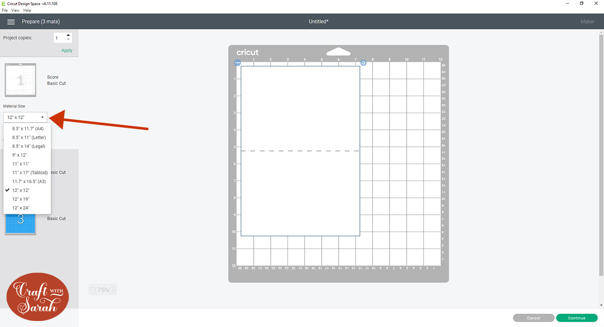 Change the paper size
