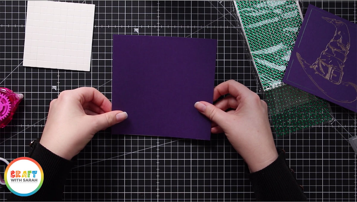 Stick the largest square to the front of your card blank