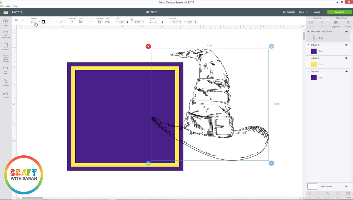 Witch hat draw image in Cricut Access