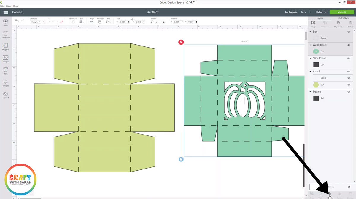 Attach the cut layer to the score layer