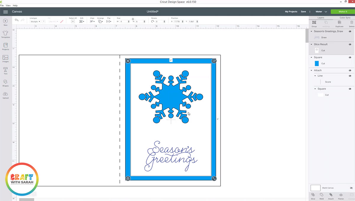 Cricut draw Christmas sentiment