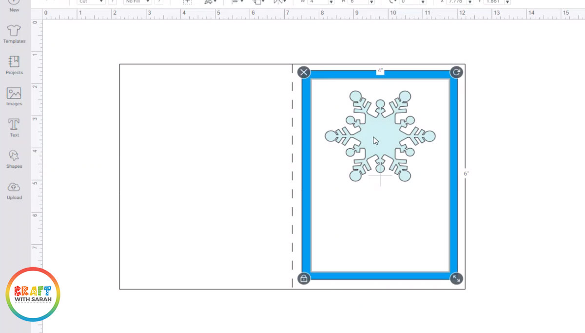 Snowflake image on card