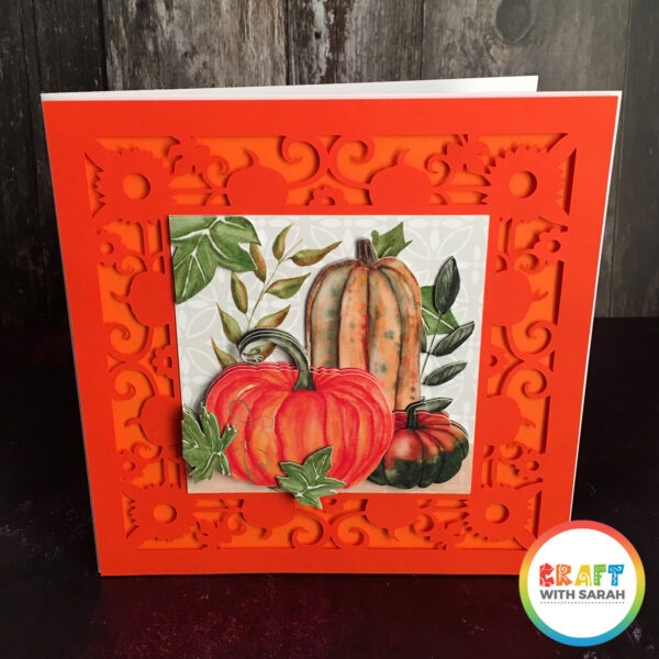 Filigree Fall Card with Pumpkins Decoupage