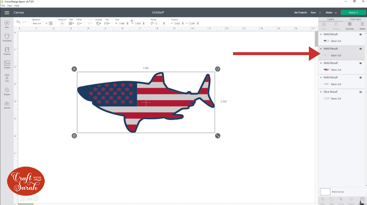 Move the new white layer to underneath the blue one