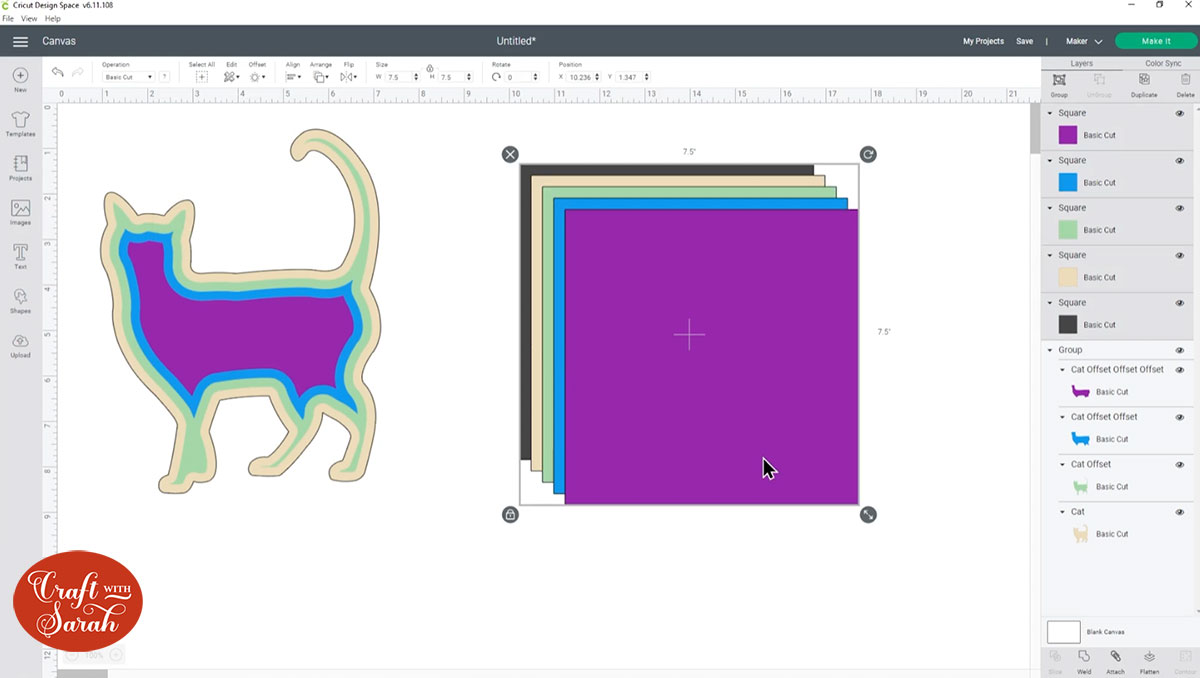 Duplicate the square layers