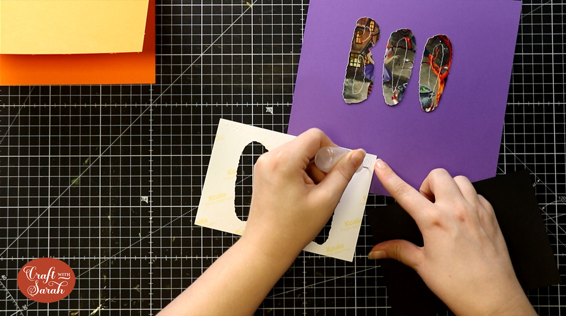 Glue the letter outline onto the darker card