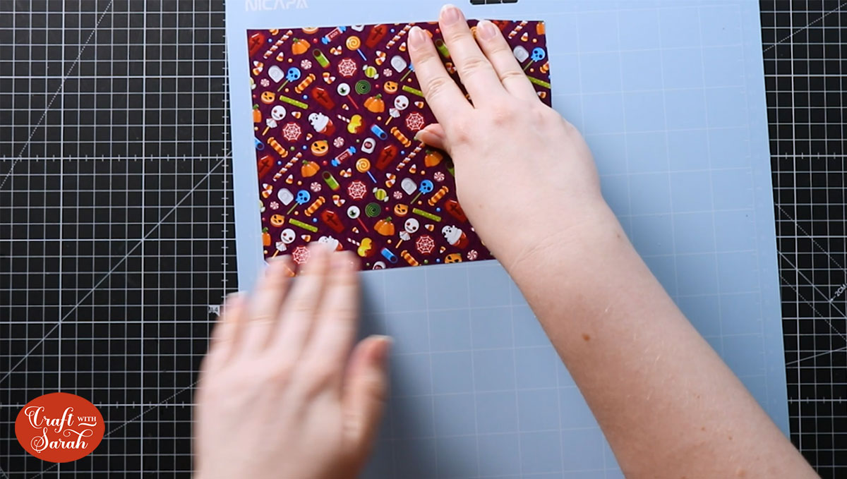 Patterned HTV on a Cricut mat