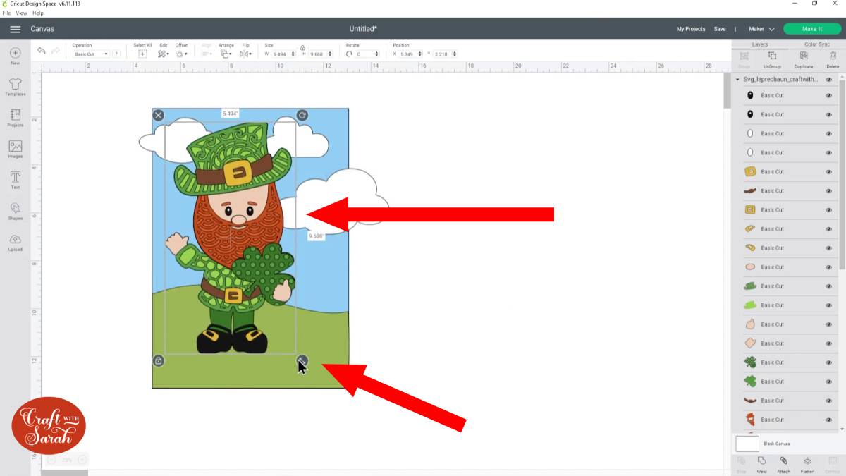 place him where I think it fits best, and size him the way I want to cut him