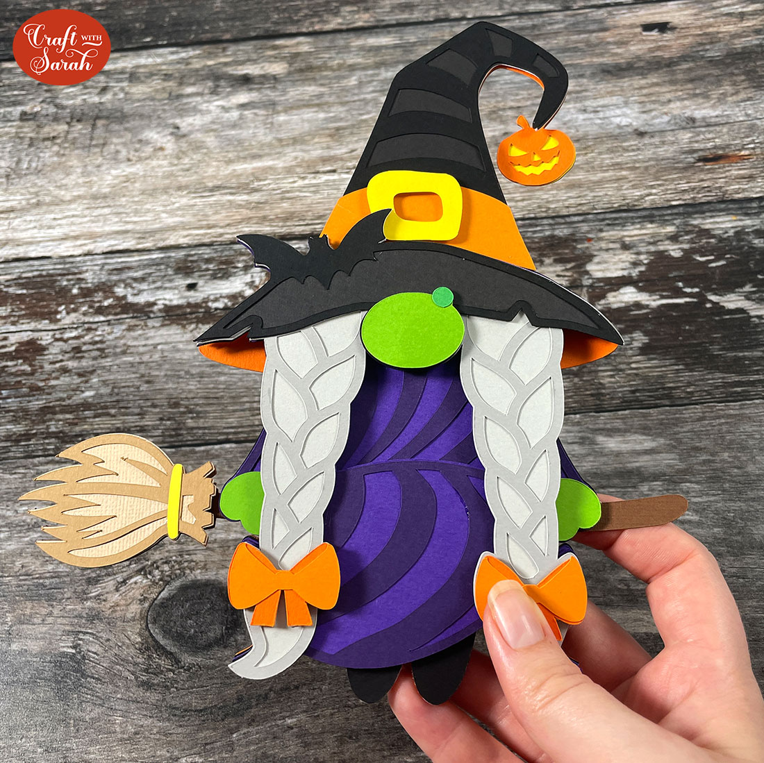 Flying witch gnome SVG