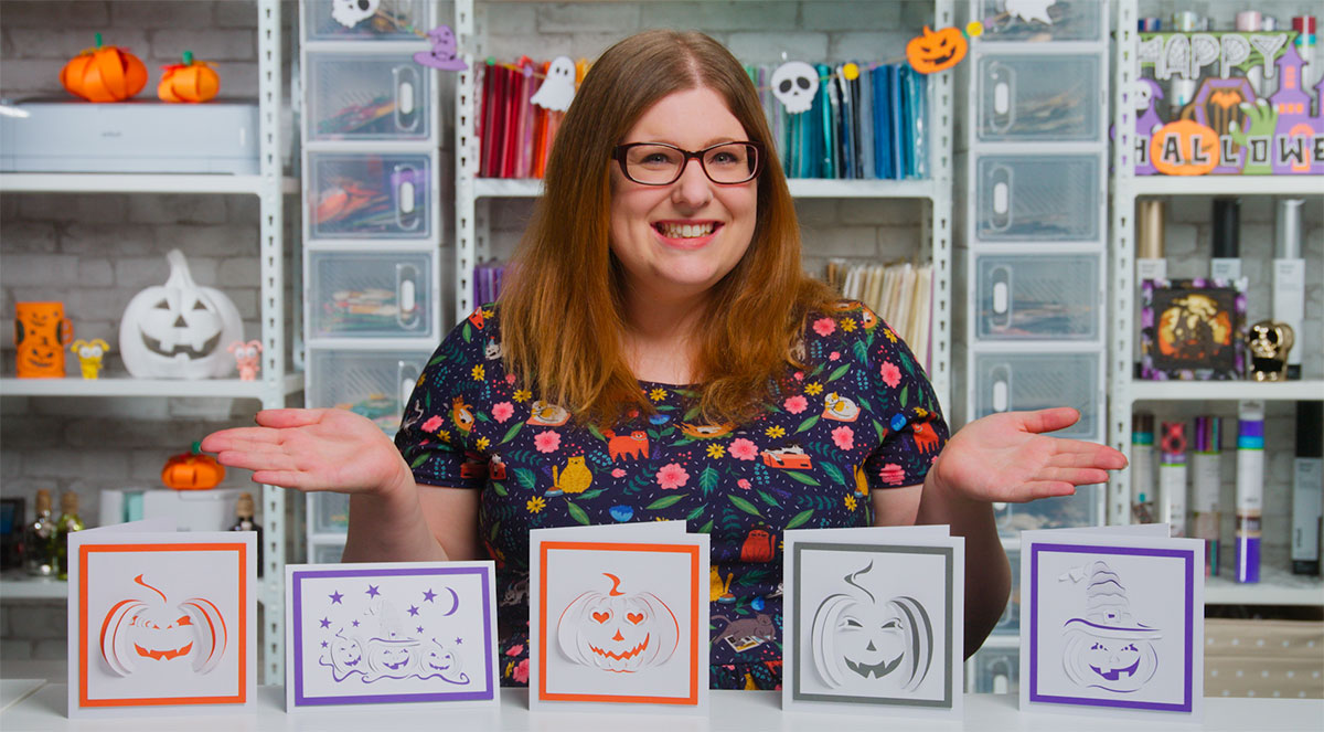 Halloween cards with pumpkins