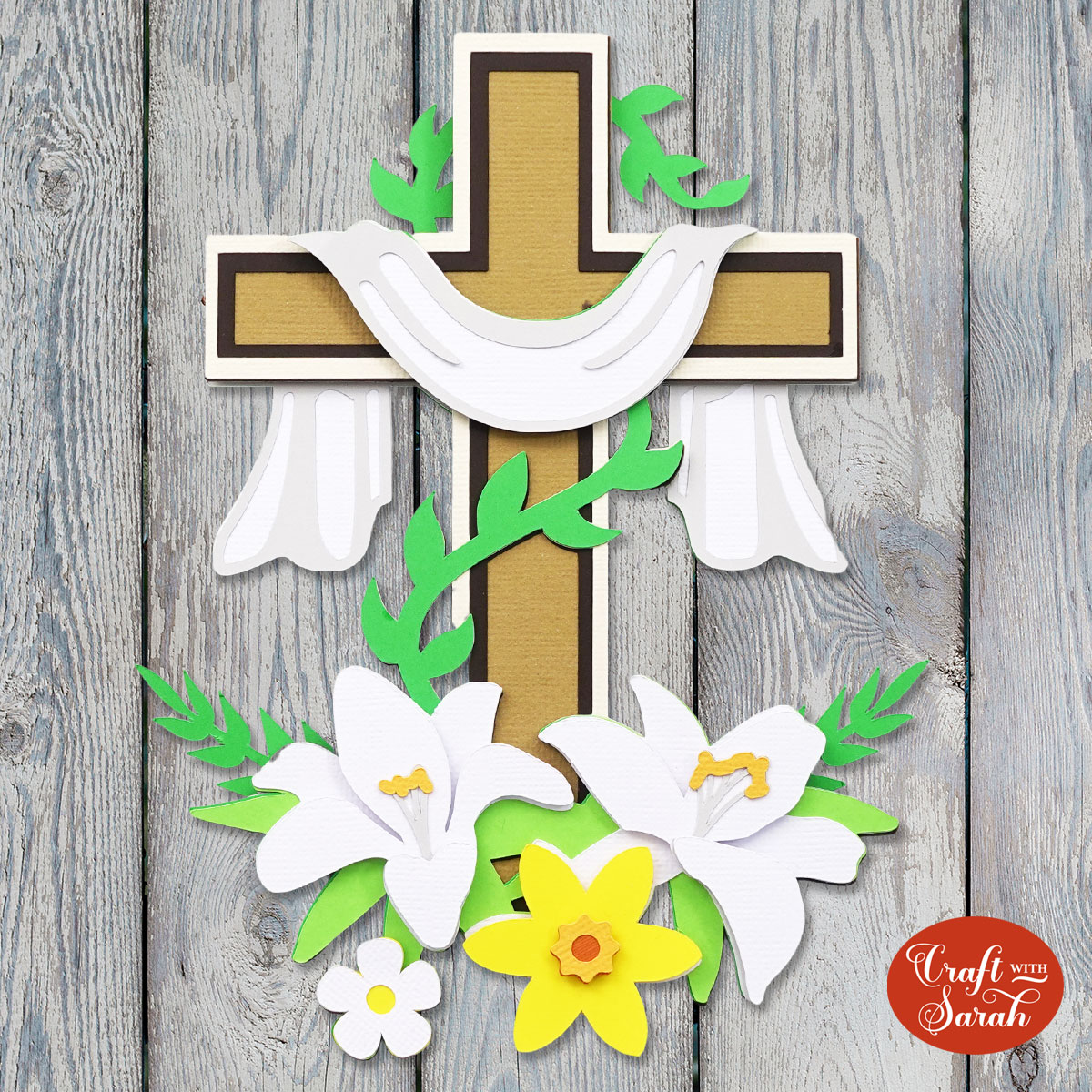 Easter cross with lilies