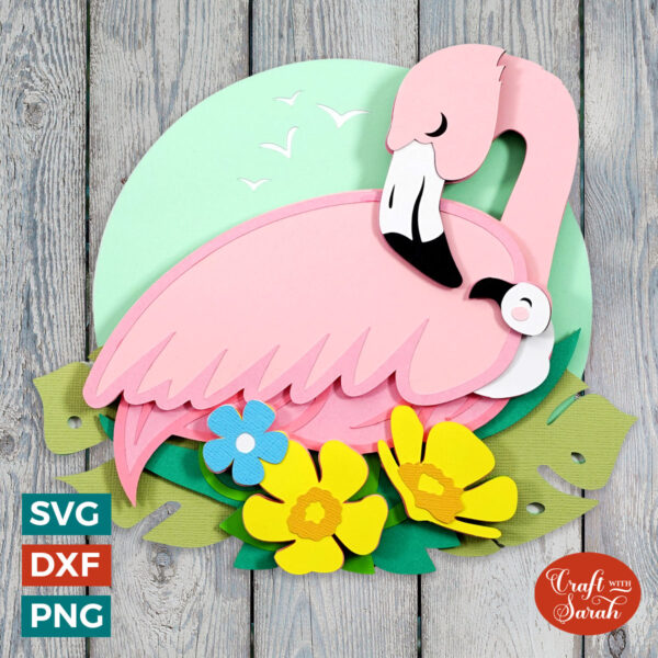 Flamingo & Chick SVG