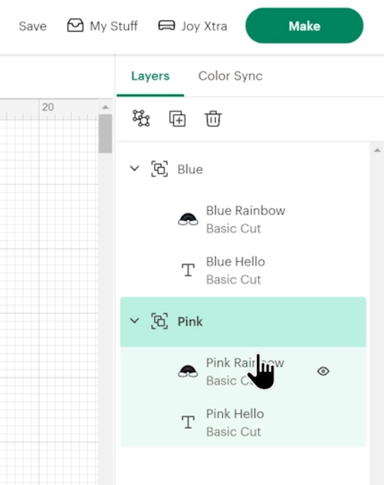 Renamed groups and layers