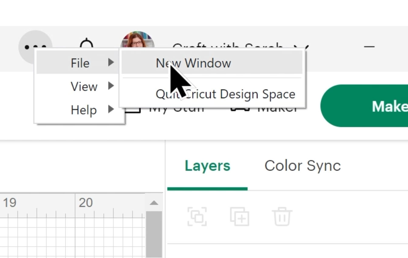 Open a new window in Design Space