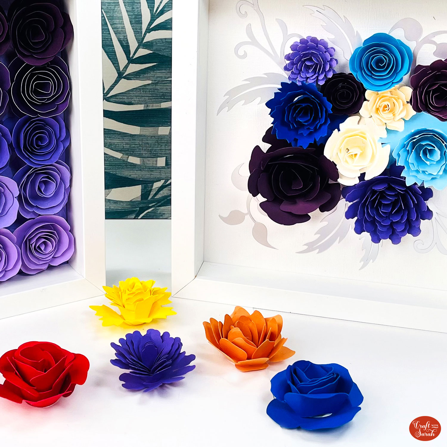 Rolled flower shadow boxes