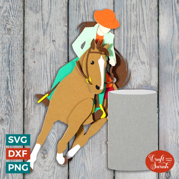 Barrel Racing Horse SVG (Female Rider)