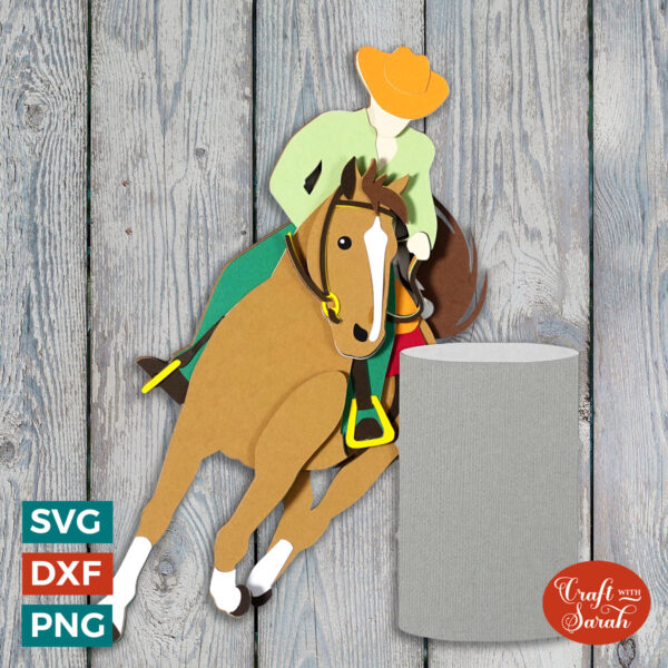 Barrel Racing Horse SVG (Male Rider)