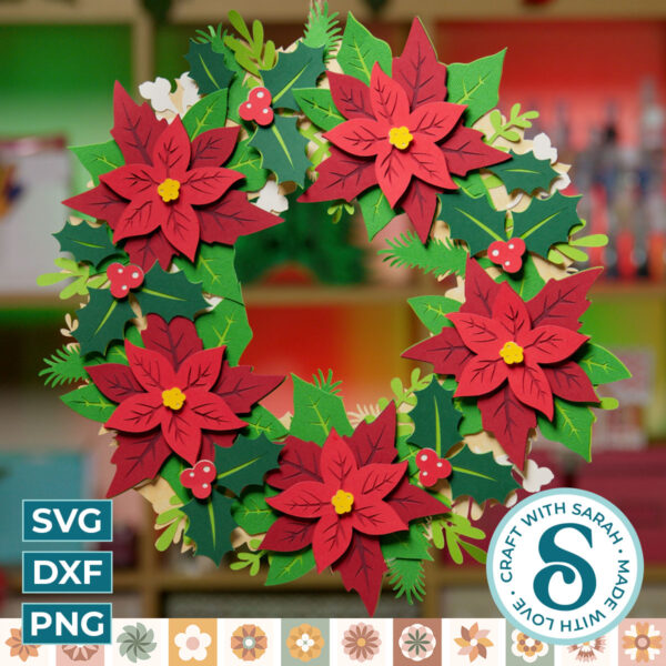 Poinsettia Wreath SVG