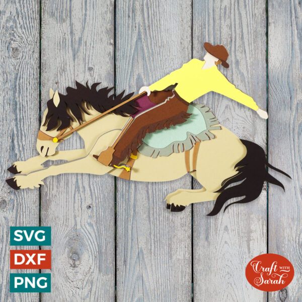 Cowboy on Bucking Horse SVG