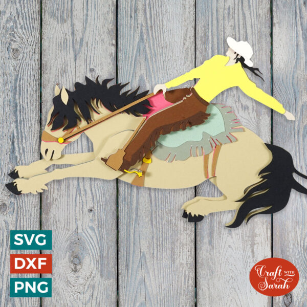 Cowgirl on Bucking Horse SVG