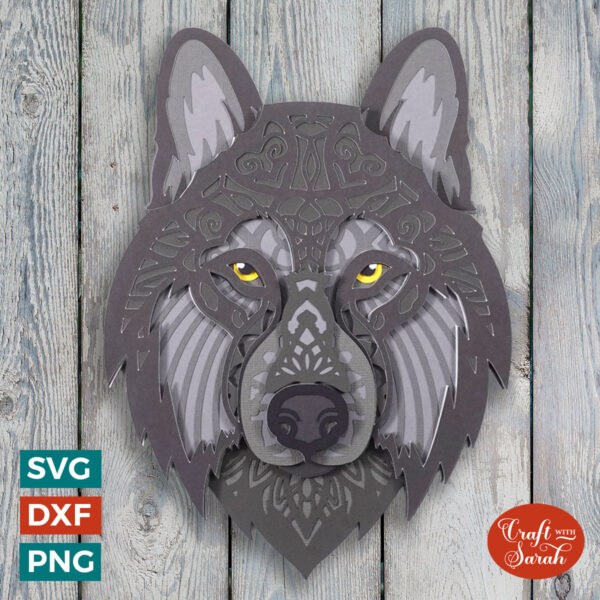 Wolf Mandala Head SVG