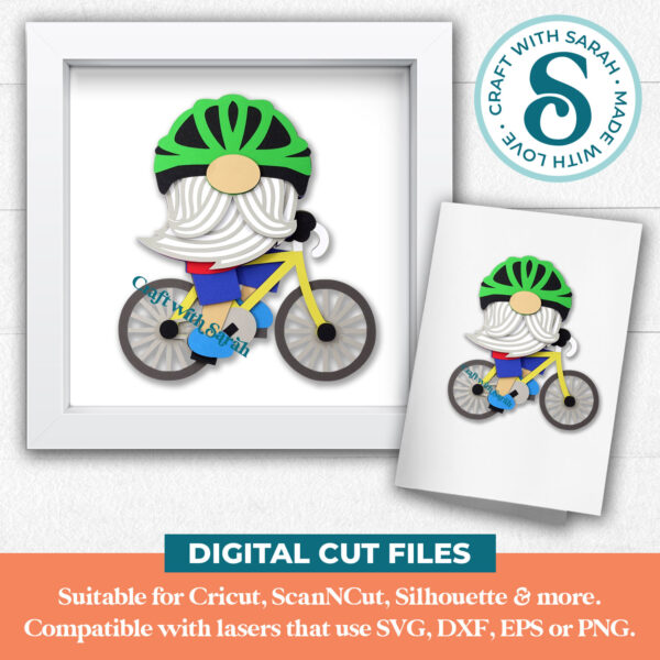 Cycling Gnome SVG - Male - Image 2