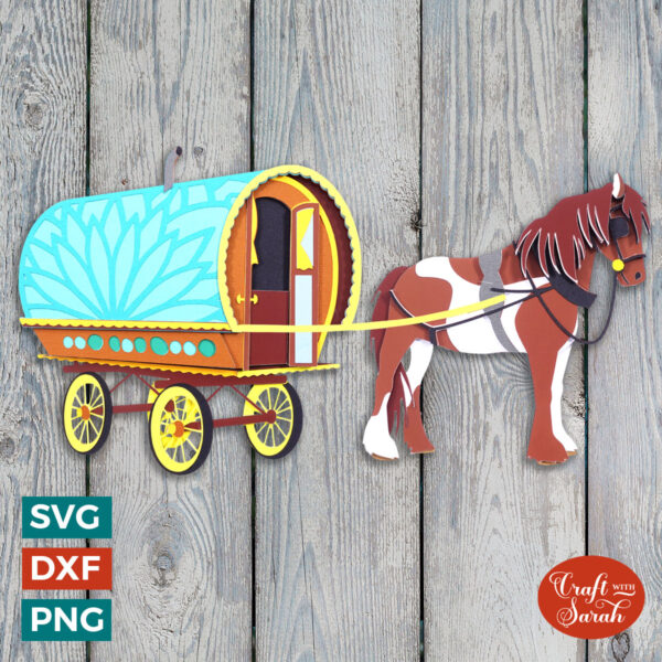 Gypsy Horse & Cart SVG