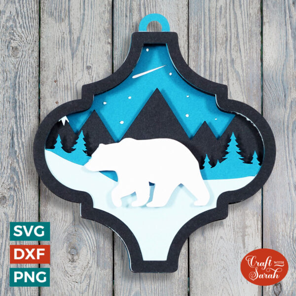 Christmas Polar Bear Arabesque Ornament SVG