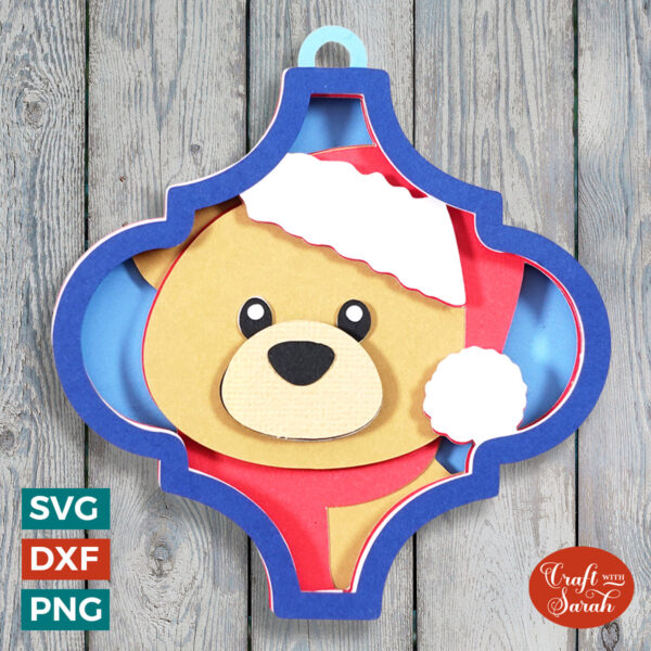 Christmas Teddy Bear Arabesque Ornament SVG