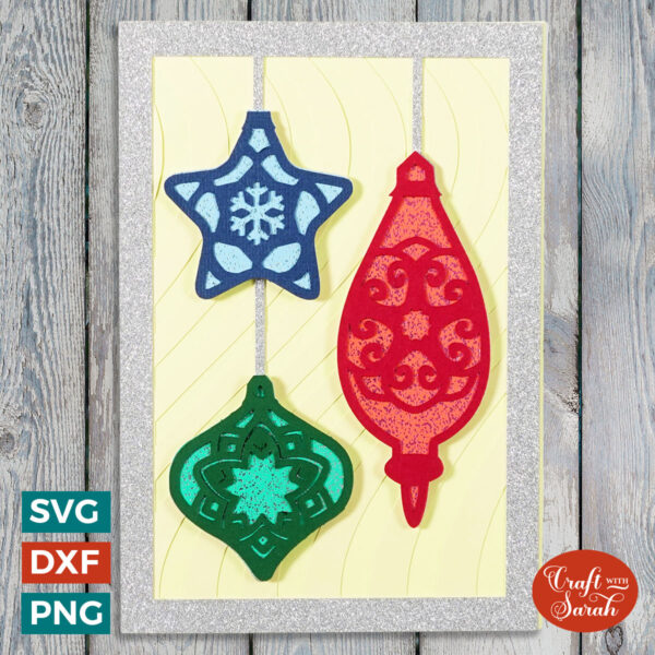 Christmas Baubles Card SVG