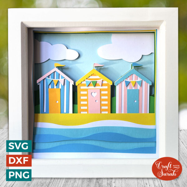 Beach Huts Shadow Box