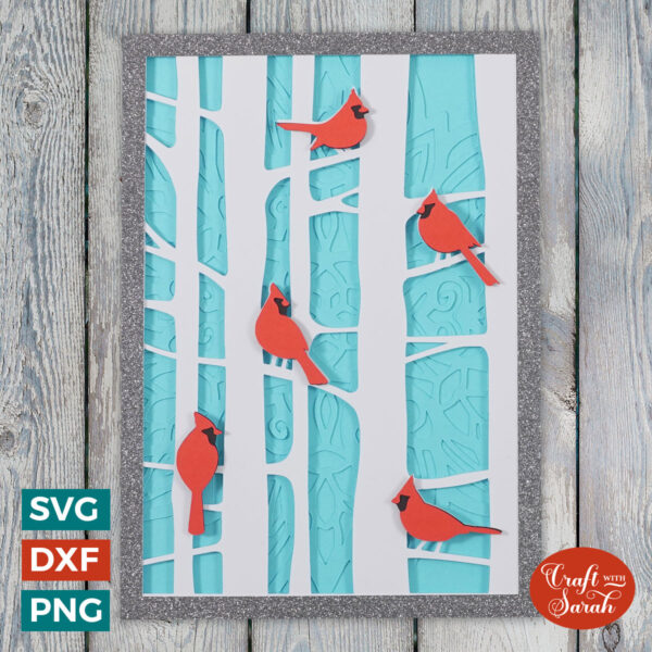 Winter Cardinals Card SVG