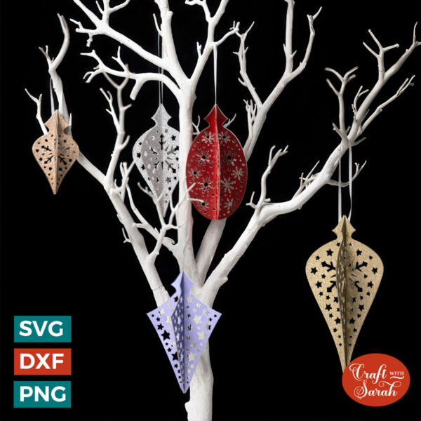 3D Christmas Tree Decorations SVG