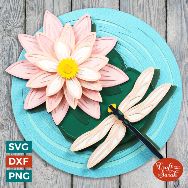 Dragonfly and Lily SVG