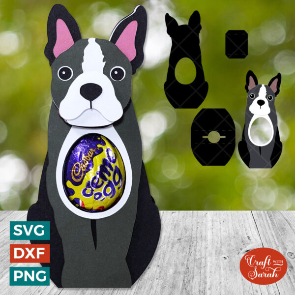 Boston Terrier Chocolate Egg Holder SVG