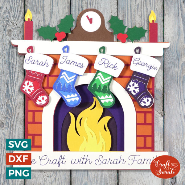 Stockings on Fireplace Customizable SVG