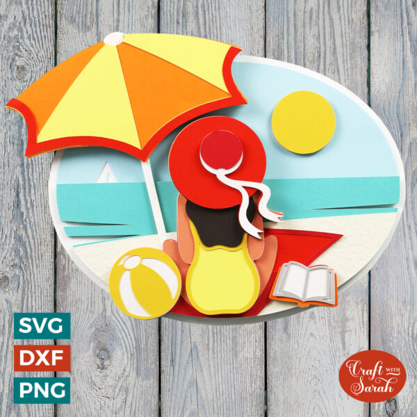 Lady on Beach SVG