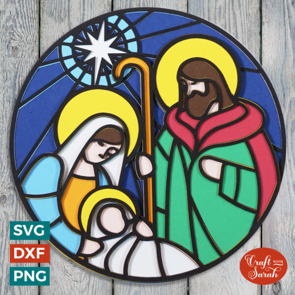 Stained Glass Nativity SVG