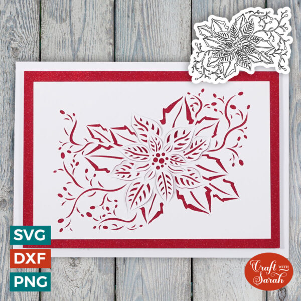 Poinsettia Flower Bend Out Card