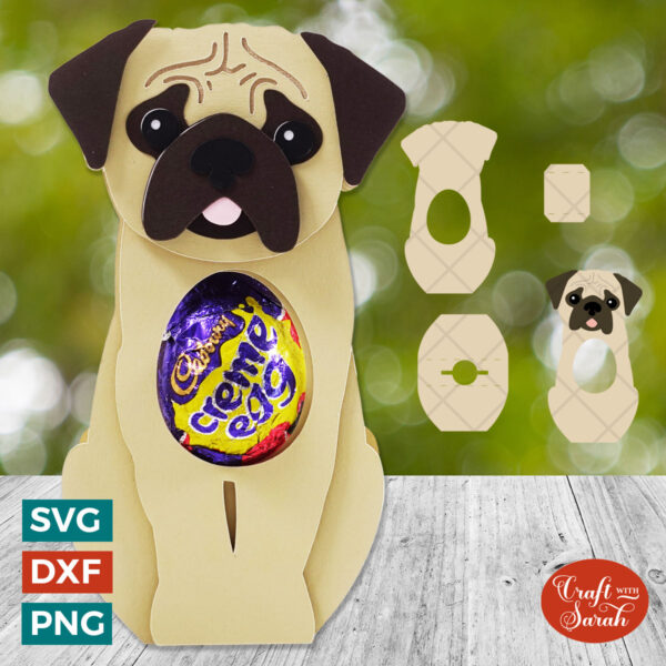 Pug Chocolate Egg Holder SVG