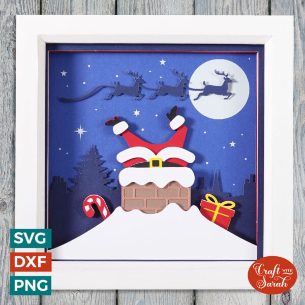 Santa in Chimney Shadow Box SVG