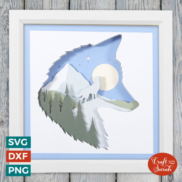 Snow Wolf Shadow Box