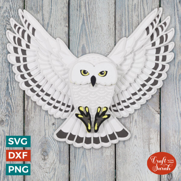 Snowy Owl in Flight SVG