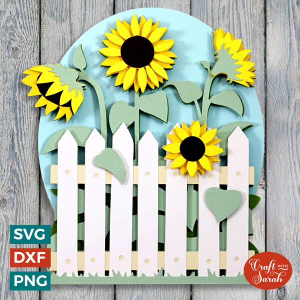 Sunflowers with Picket Fence SVG