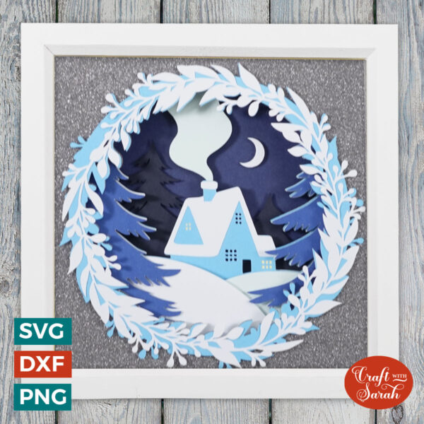 Winter Cottage Shadow Box