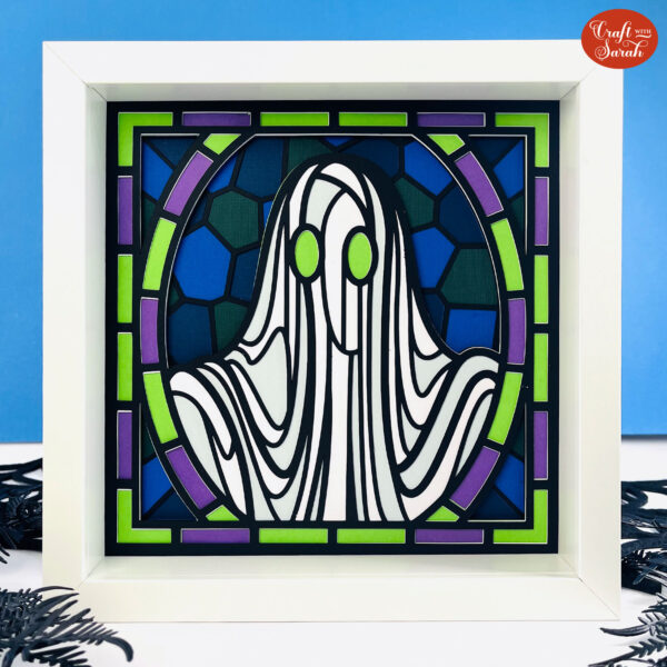 Halloween Ghost Stained Glass Shadow Box