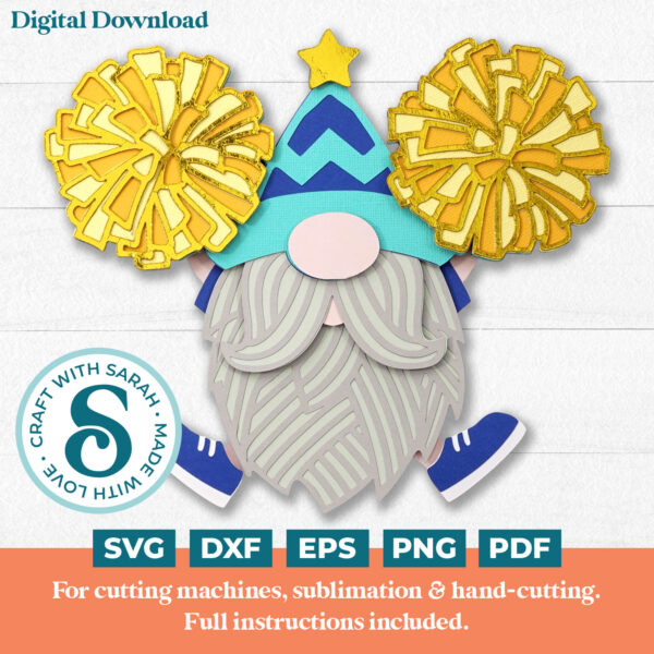 Cheerleading Gnome SVG - Male