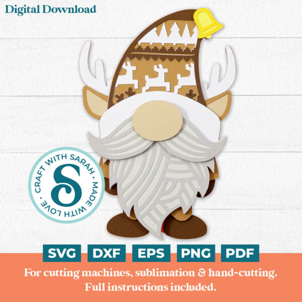 Christmas Reindeer Gnome SVG - Male