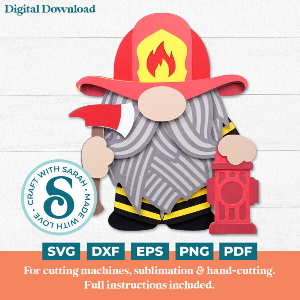 Firefighter Gnome SVG - Male